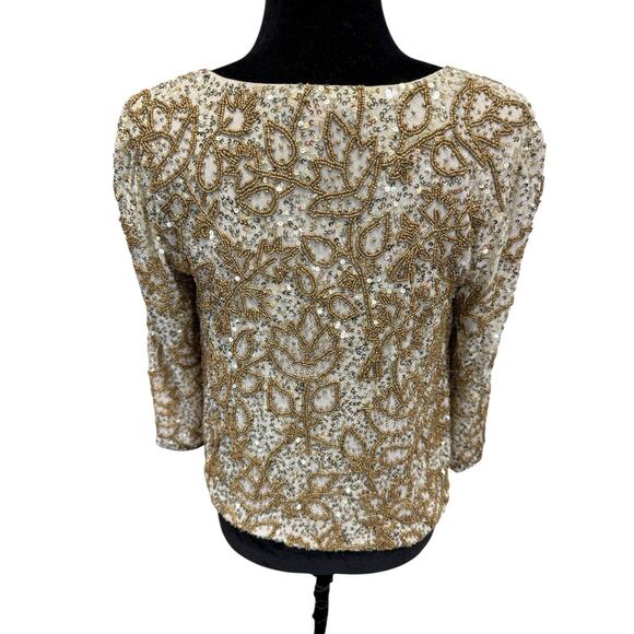Calypso St. Barth Gold Beaded Embellished Open Jacket CANNELITA XS - Picture 9 of 13